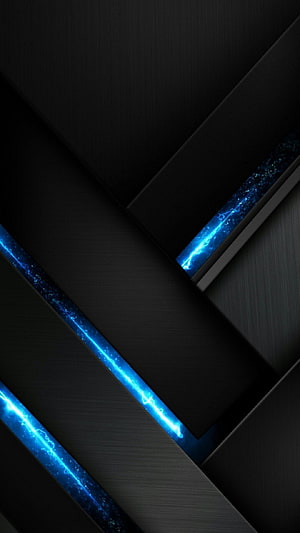 Dark Geometric Abstract Wallpaper with Electric Blue Lightning Accents HD phone wallpaper