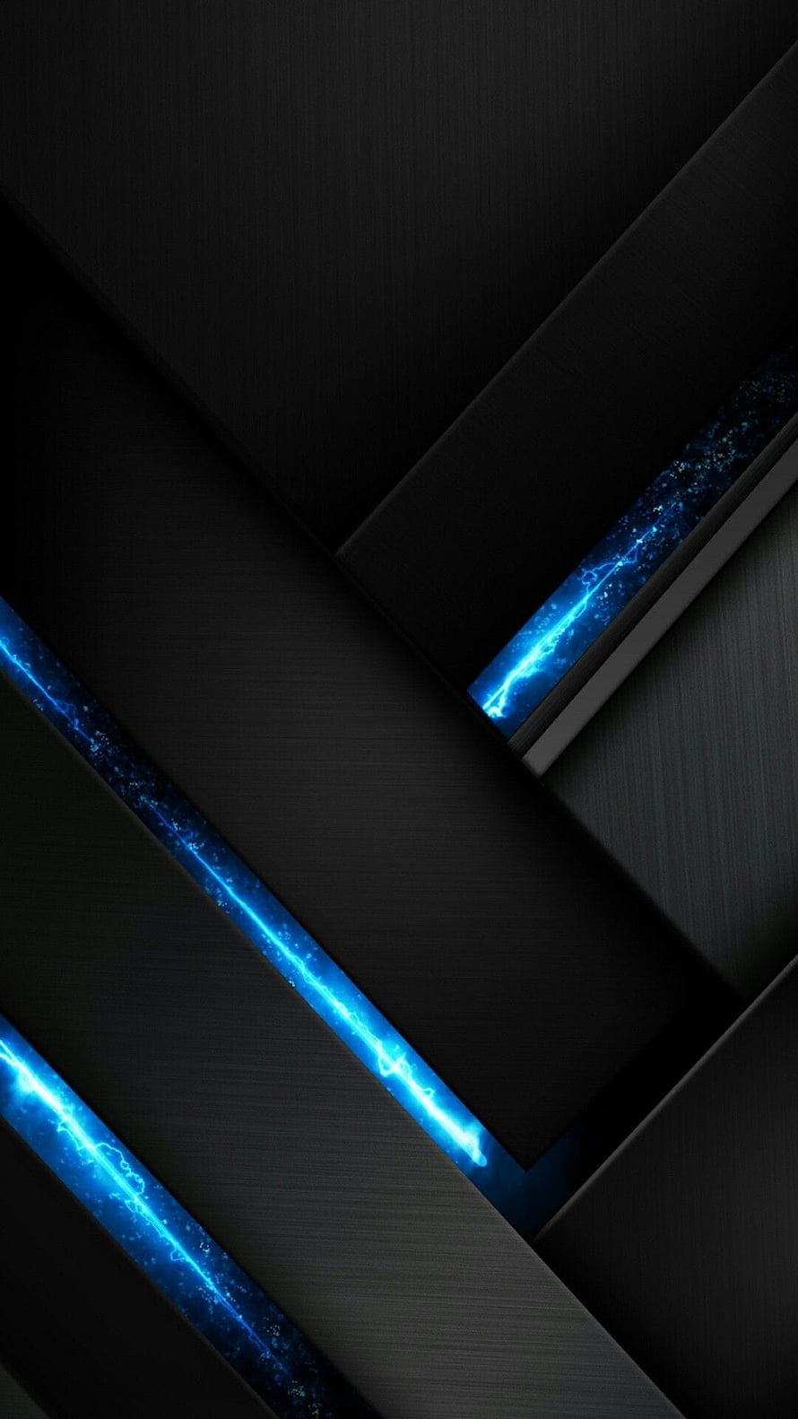 Dark Geometric Abstract Wallpaper with Electric Blue Lightning Accents HD phone wallpaper