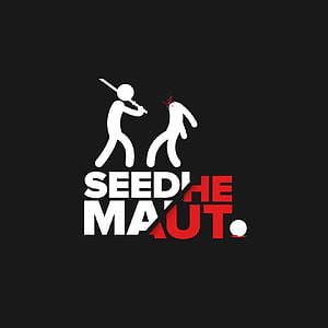 Seedhe Maut Logo With Stylized Stick Figures And Bold Typography On Black Background HD phone wallpaper