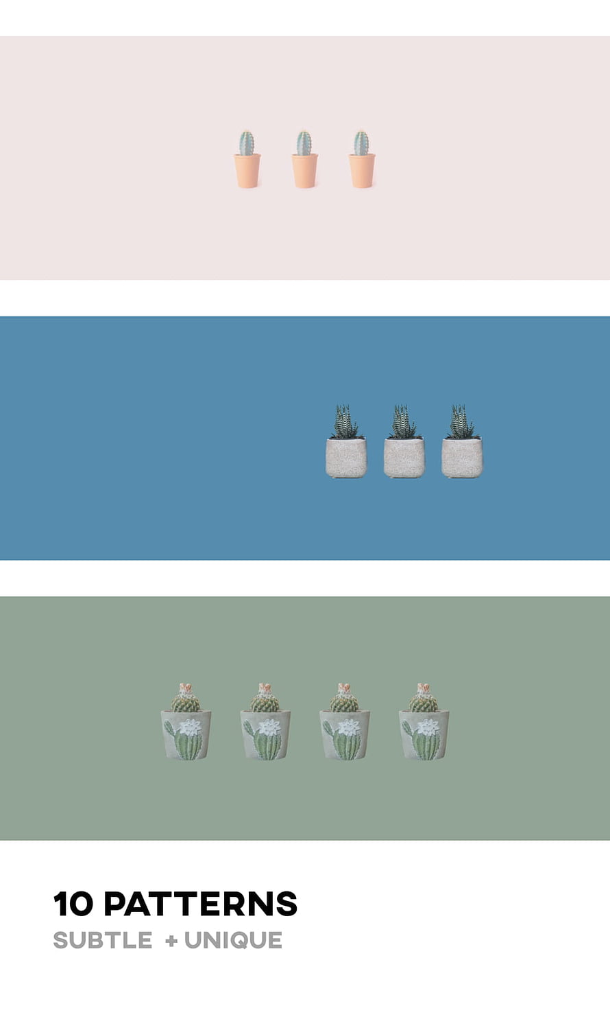 Minimalist Cactus Pattern Collection with Soft Pastel Backgrounds HD phone wallpaper