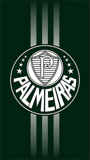 Palmeiras Football Club Official Crest on Dark Green Striped Background HD phone wallpaper