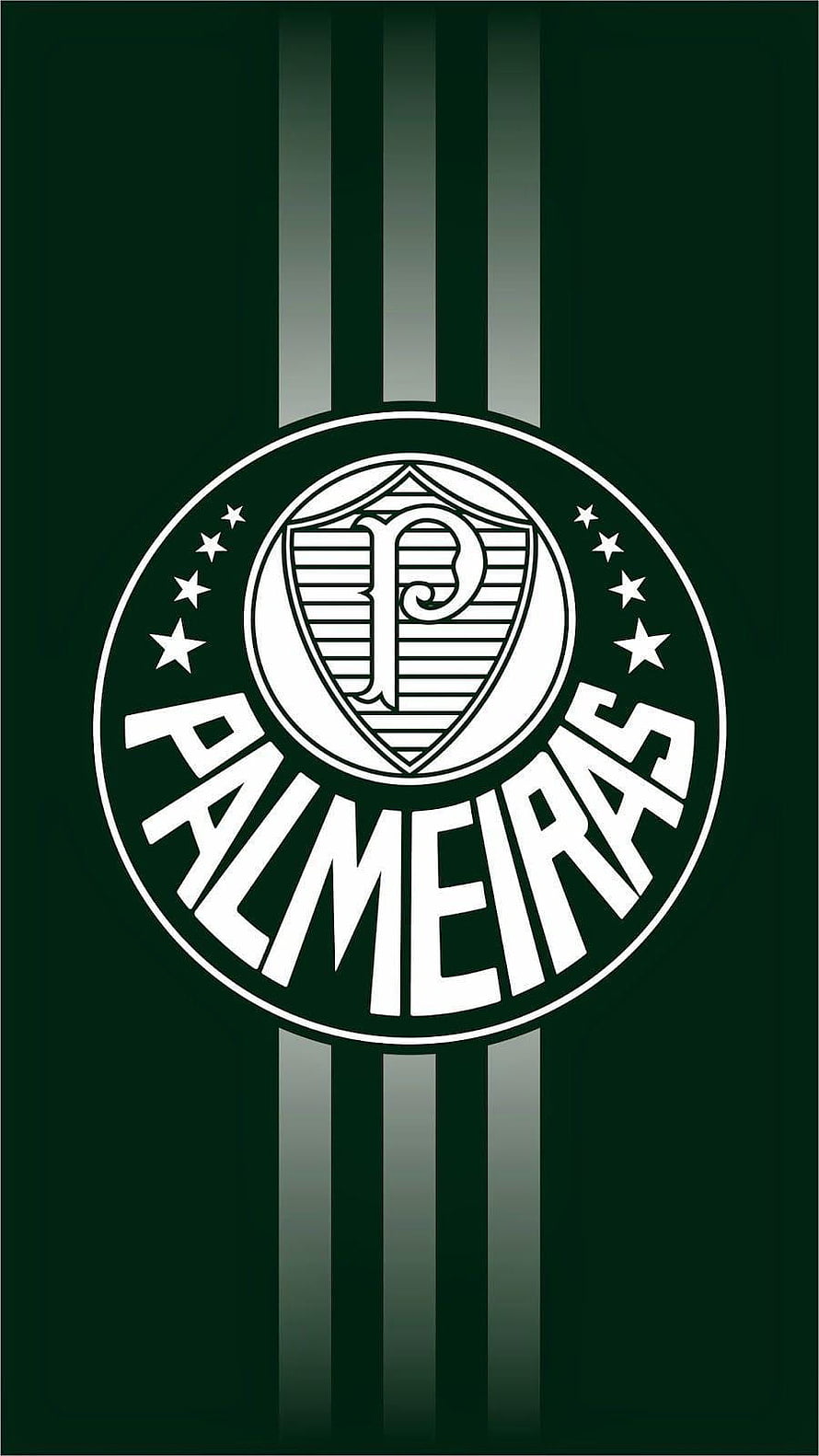 Palmeiras Football Club Official Crest on Dark Green Striped Background HD phone wallpaper