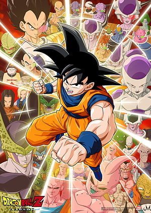 Dragon Ball Z Kakarot Goku Action Poster Featuring Villains and Heroes HD phone wallpaper