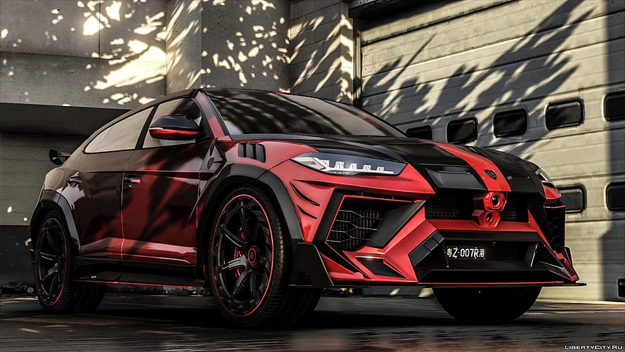 Mansory Lamborghini Urus Venatus Red and Black SUV in Urban Setting HD wallpaper