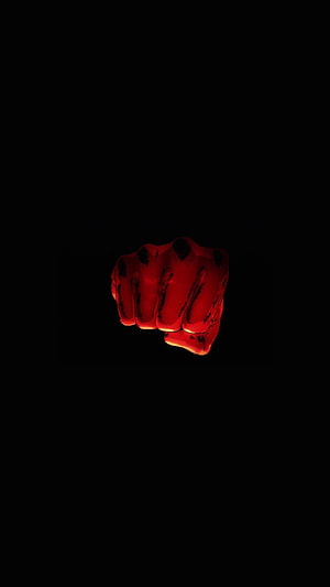 Glowing Red Fist on Black Background Minimalist One Punch Man Wallpaper HD phone wallpaper