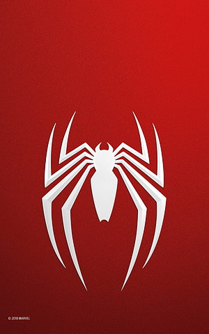 Minimalist White Spider-Man Logo on Textured Red Background HD phone wallpaper