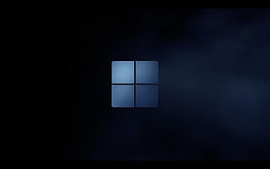 Windows 11 Dark Mode Minimalist Logo on Deep Black Background HD wallpaper