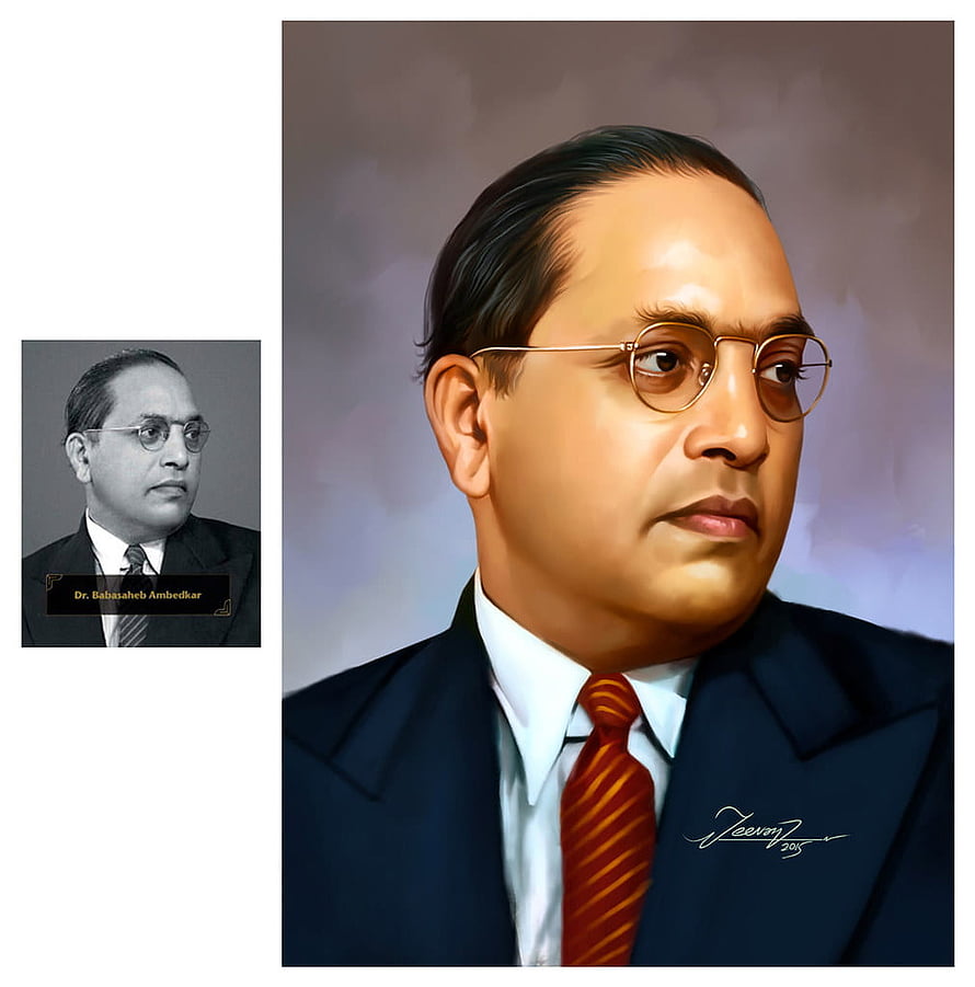 Dr. B. R. Ambedkar Digital Portrait in Formal Suit and Round Glasses HD phone wallpaper