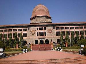 National Defence Academy Pune India Sandstone Dome and Formal Garden Facade HD wallpaper