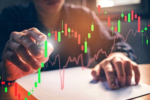 Forex Trader Analyzing Candlestick Chart With Magnifying Glass HD wallpaper