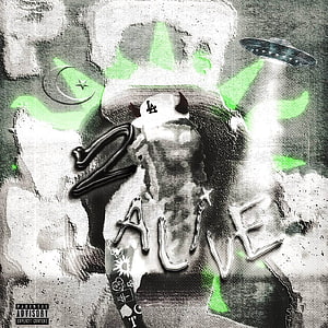 Yeat 2 Alivë Album Cover Artwork with Green Glow and Urban Graffiti Style HD phone wallpaper
