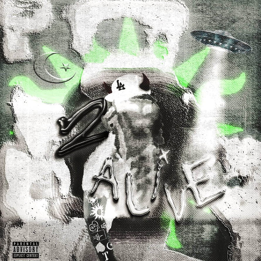 Yeat 2 Alivë Album Cover Artwork with Green Glow and Urban Graffiti Style HD phone wallpaper