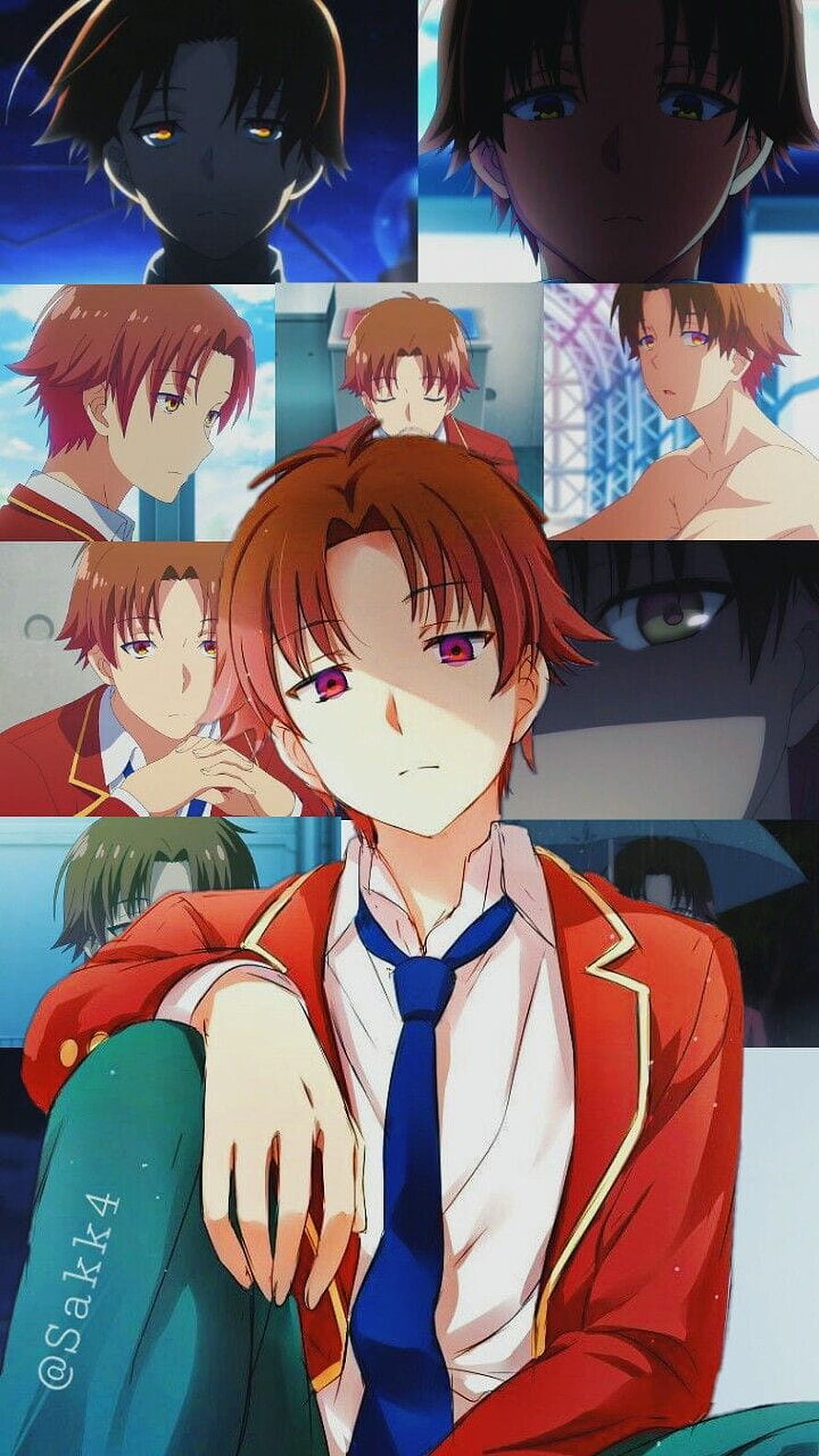 Ayanokouji Kiyotaka Anime Character Collage in Red School Uniform HD phone wallpaper