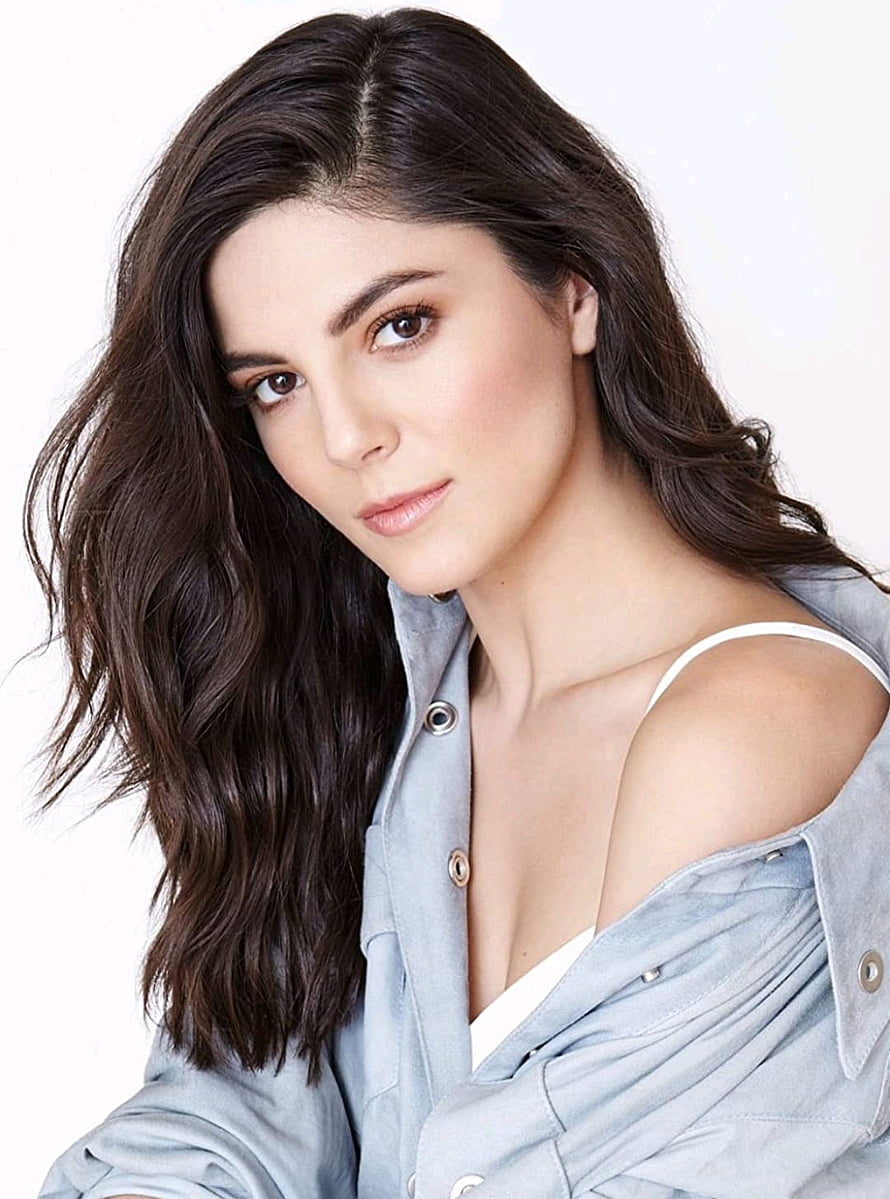 Monica Barbaro Studio Portrait in Light Blue Off-Shoulder Jacket HD phone wallpaper