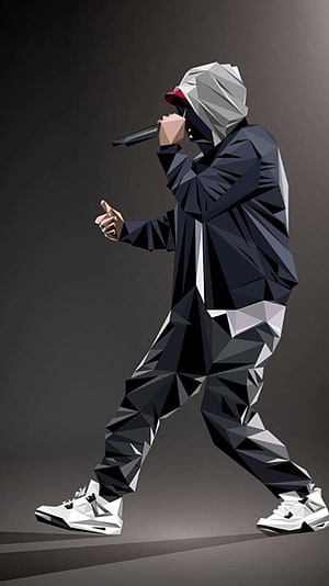 Low Poly Hip Hop Rapper Holding Microphone in Streetwear Hoodie HD phone wallpaper