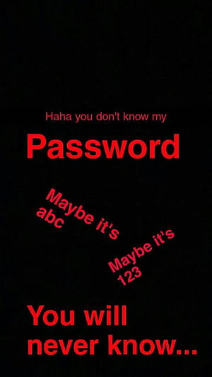 Funny Password Joke Text on Black Background with Red Typography HD phone wallpaper