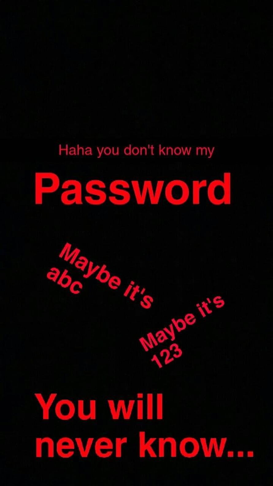 Funny Password Joke Text on Black Background with Red Typography HD phone wallpaper