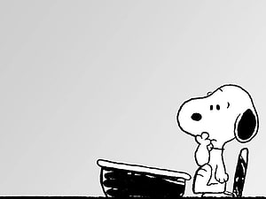 Snoopy from Peanuts in Classic Black and White Cartoon Style HD wallpaper