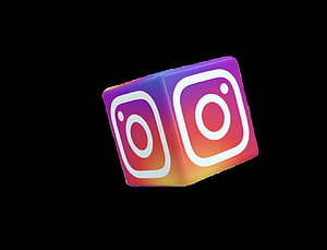 3D Instagram Logo Cube with Gradient Colors on Black Background HD wallpaper