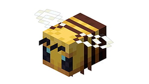 Minecraft Bee Mob Render in Isometric Pixel Art Style HD wallpaper