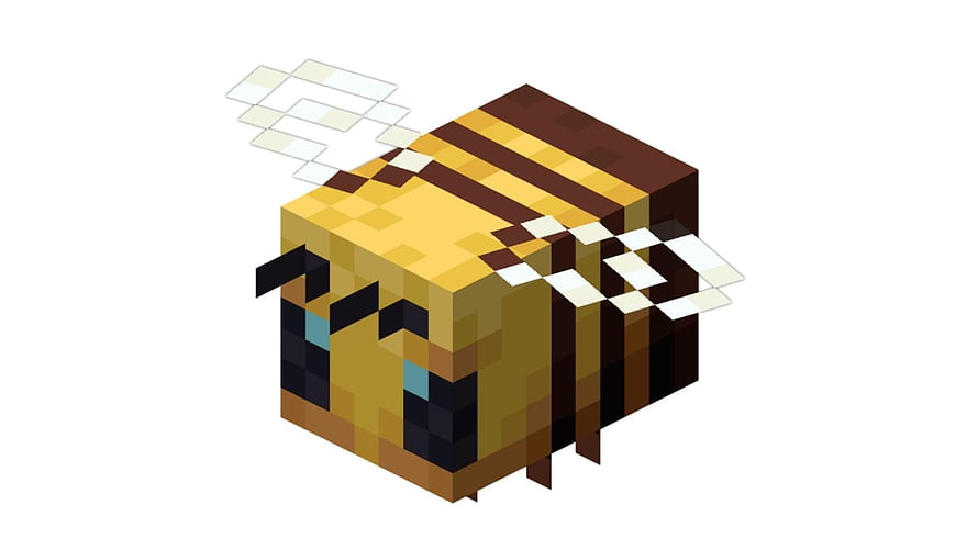 Minecraft Bee Mob Render in Isometric Pixel Art Style HD wallpaper