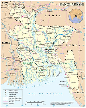 Detailed Political Map of Bangladesh Showing Major Cities, Rivers, and Borders HD phone wallpaper