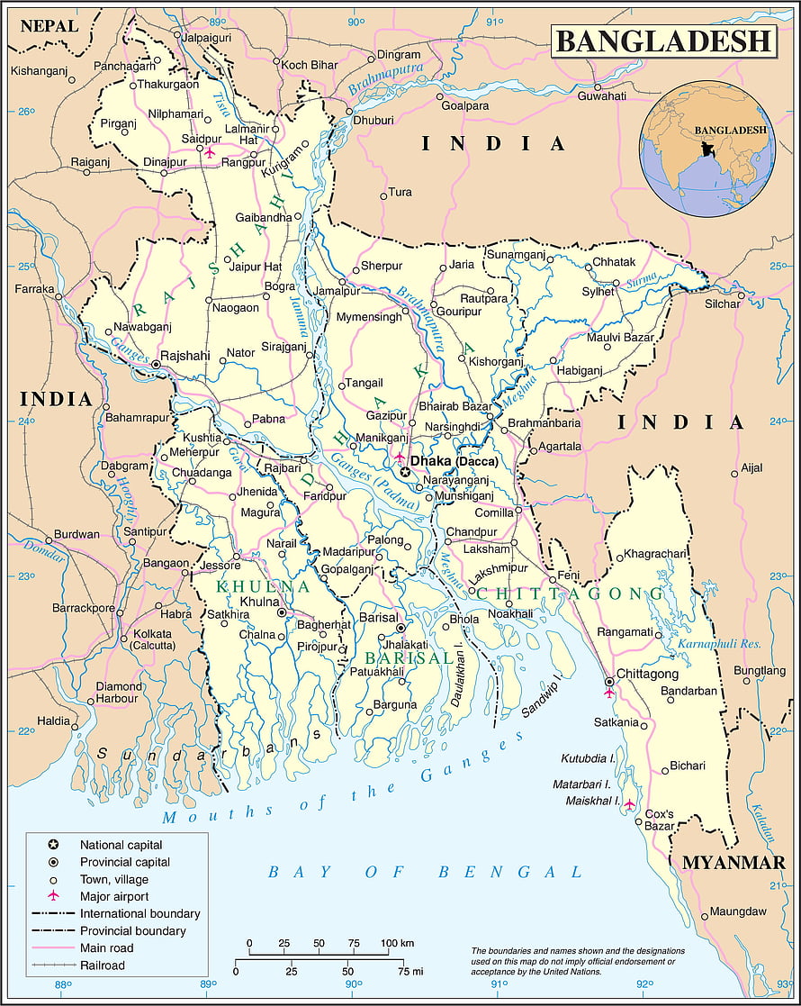 Detailed Political Map of Bangladesh Showing Major Cities, Rivers, and Borders HD phone wallpaper