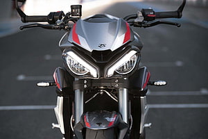 Triumph Street Triple 765 RS Front View with Dual LED Headlights and Red Accents HD wallpaper