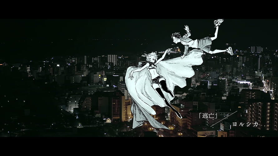 Yofukashi no Uta Anime Characters Leaping Over Tokyo Cityscape at Night HD wallpaper