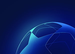 Abstract Blue Geometric Sphere with Glowing Wireframe Lines on Dark Background HD wallpaper