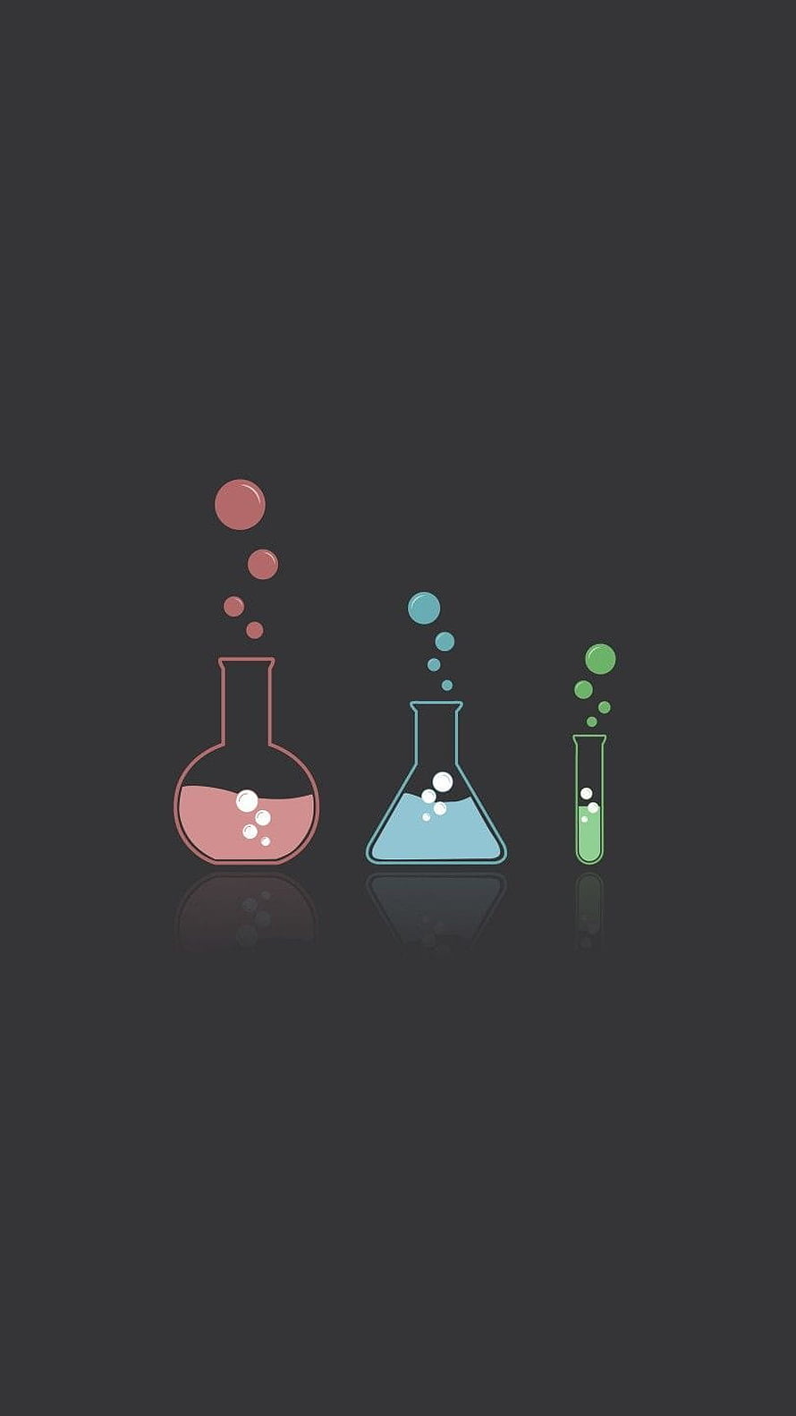 Minimalist Chemistry Lab Glassware with Bubbles on Dark Background HD phone wallpaper
