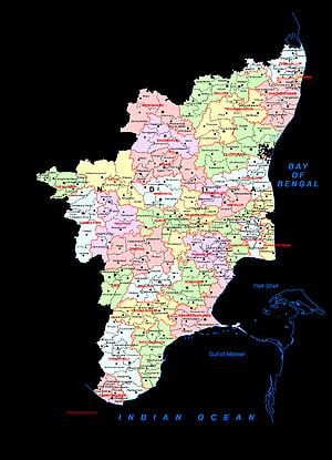Detailed Political Map of Tamil Nadu State in India with District Boundaries and Major Cities HD phone wallpaper