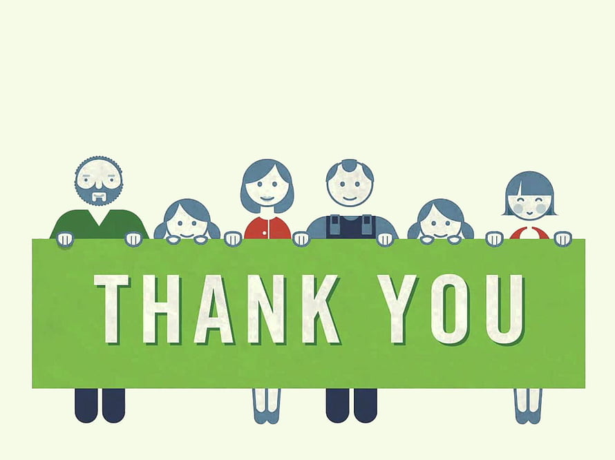 Cute Cartoon Family Holding Green Thank You Banner on Cream Background HD wallpaper