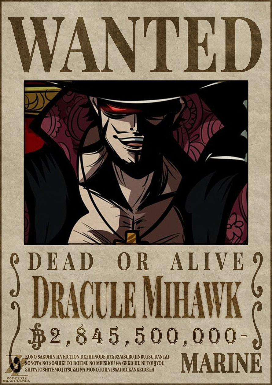 Dracule Mihawk Wanted Poster from One Piece Anime Series HD phone wallpaper