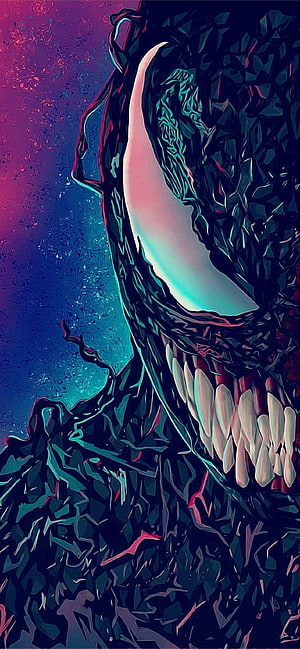 Mysterio Marvel Villain Abstract Digital Art Portrait with Neon Cyan and Magenta Palette HD phone wallpaper