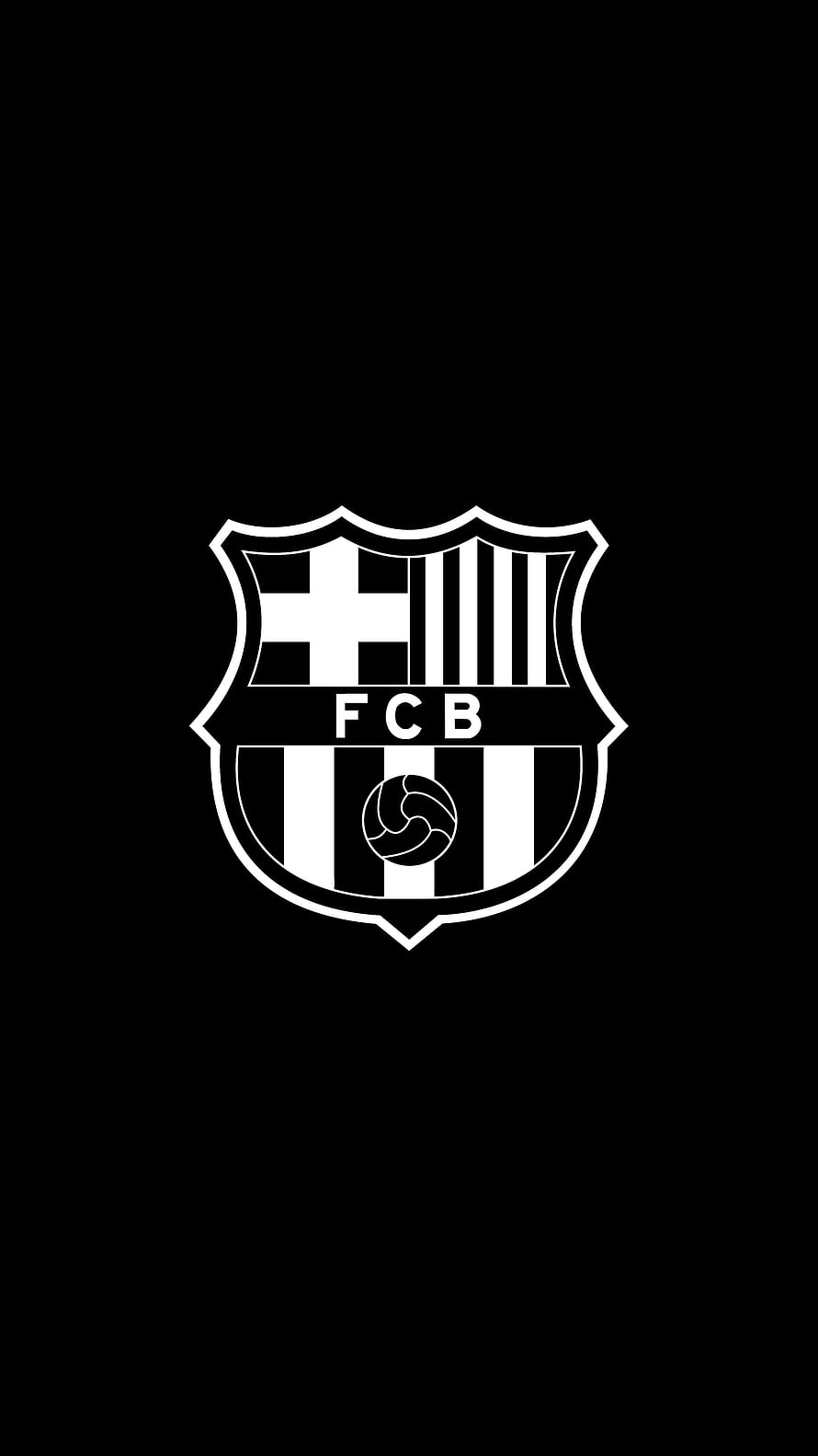 FC Barcelona Monochrome Shield Emblem on Black Background HD phone wallpaper