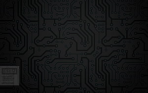 Dark Electronic Circuit Board Pattern with Intricate Traces and Nodes HD wallpaper
