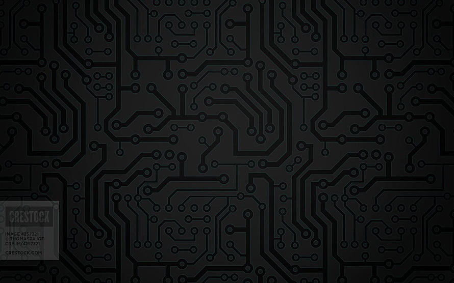 Dark Electronic Circuit Board Pattern with Intricate Traces and Nodes HD wallpaper