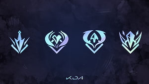 KDA All Out Icons Displayed on Dark Textured Background HD wallpaper