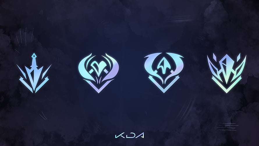 KDA All Out Icons Displayed on Dark Textured Background HD wallpaper
