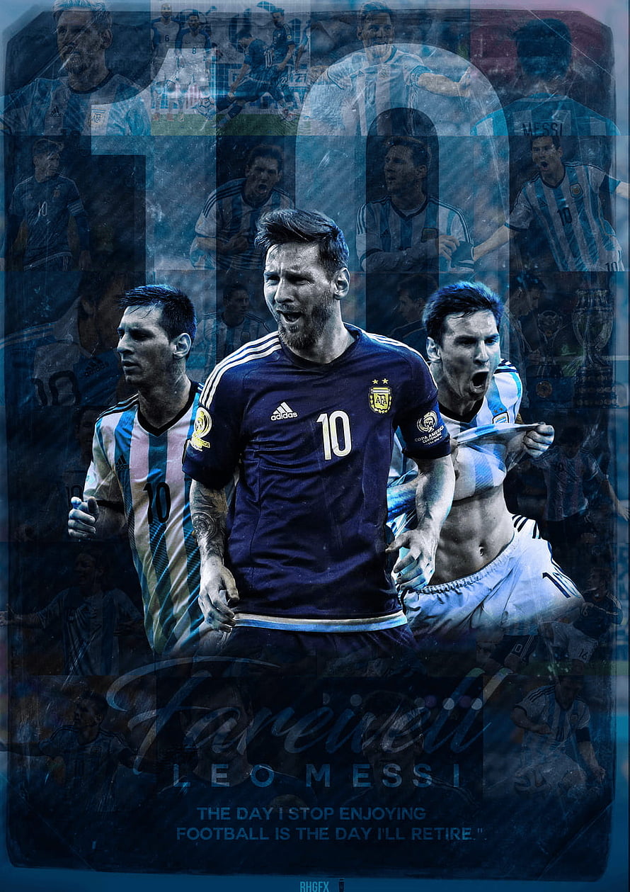 Lionel Messi Argentina National Team Tribute Poster with Career Highlights HD phone wallpaper