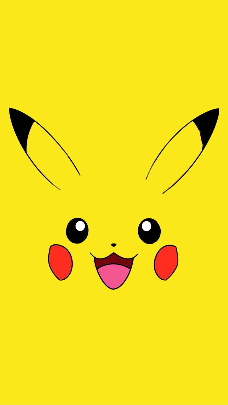 Cute Pikachu Face Close-Up on Bright Yellow Background HD phone wallpaper