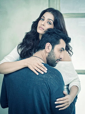 Aishwarya Rai and Ranbir Kapoor Embracing in Ae Dil Hai Mushkil Promotional Portrait HD phone wallpaper
