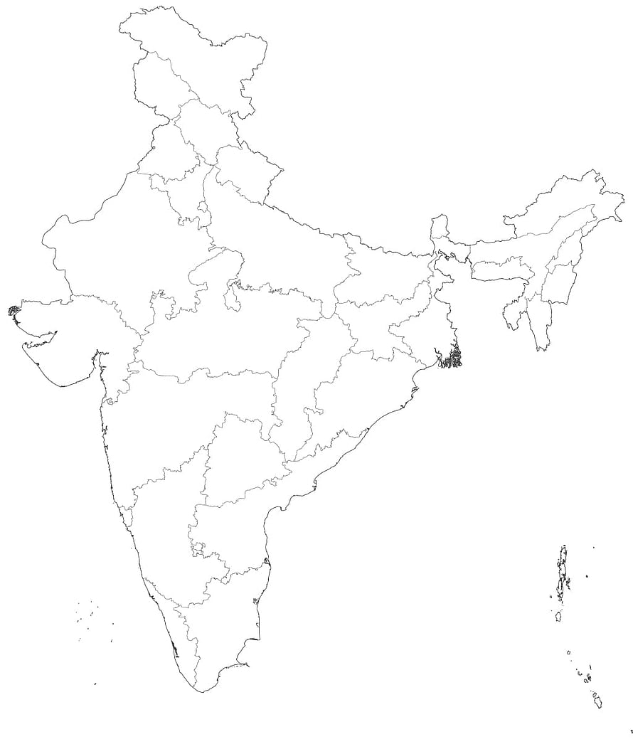 Blank Political Map of India with State Boundaries and Island Chains HD phone wallpaper