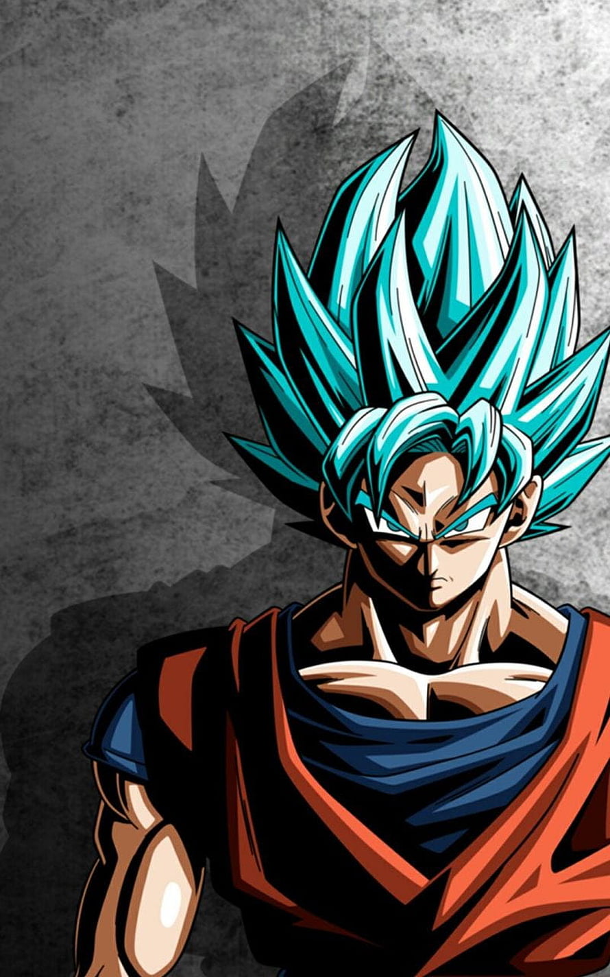 Goku Super Saiyan Blue Anime Portrait with Turquoise Hair and Orange Gi HD phone wallpaper