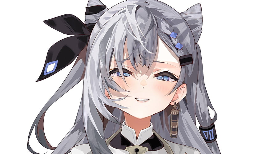 Vestia Zeta Anime Character Portrait with Silver Hair and Cat Ears HD wallpaper