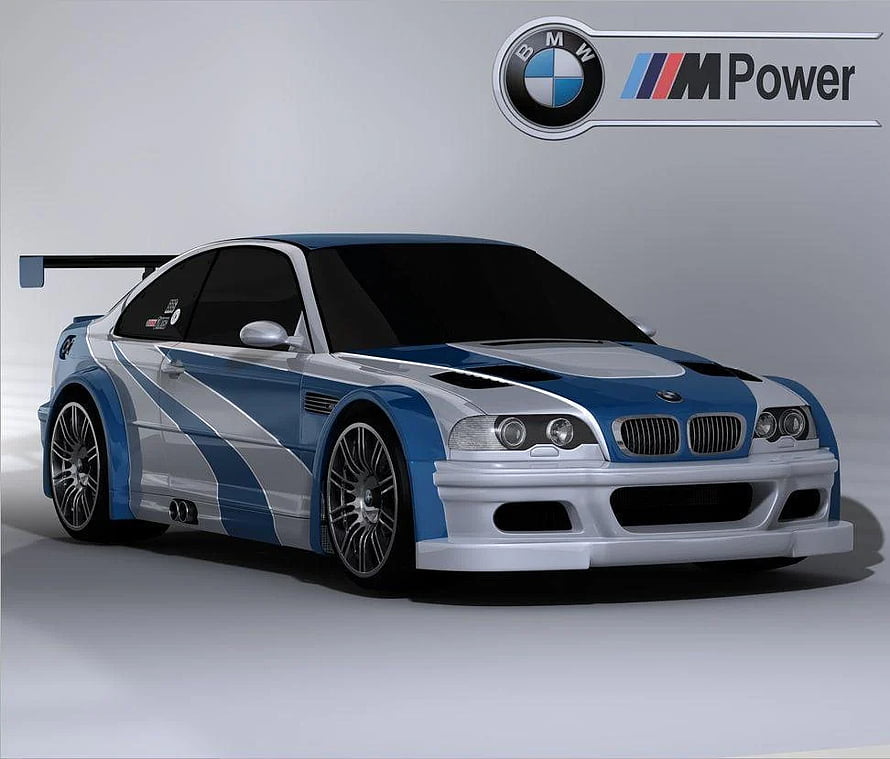 BMW M3 GTR E46 Concept Render in Blue and Silver Livery HD wallpaper