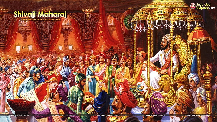 Shivaji Maharaj Rajyabhishek Coronation Scene in Royal Indian Court HD wallpaper