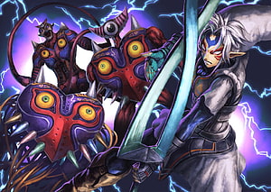 Fierce Deity Link Confronting Majora's Mask in The Legend of Zelda HD wallpaper
