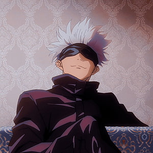 Satoru Gojo Anime Character Portrait with White Spiky Hair and Black Eye Mask HD phone wallpaper